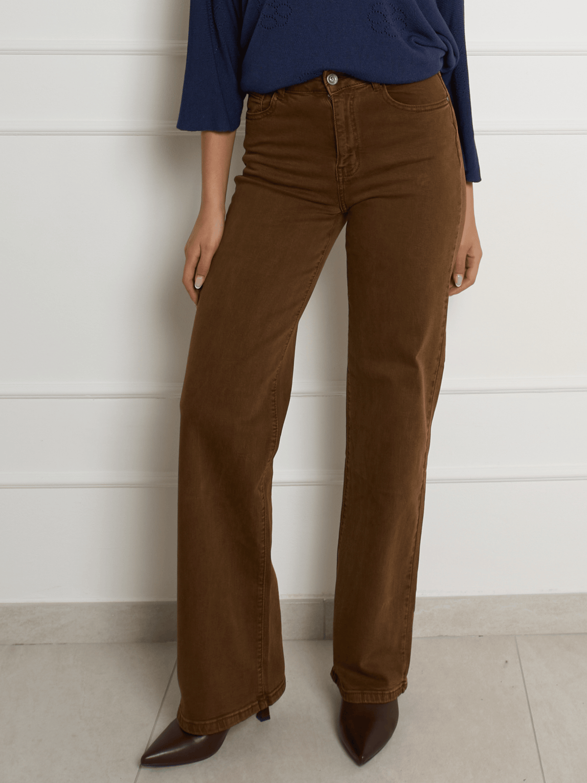 NEW - Jeans camel à jambe large