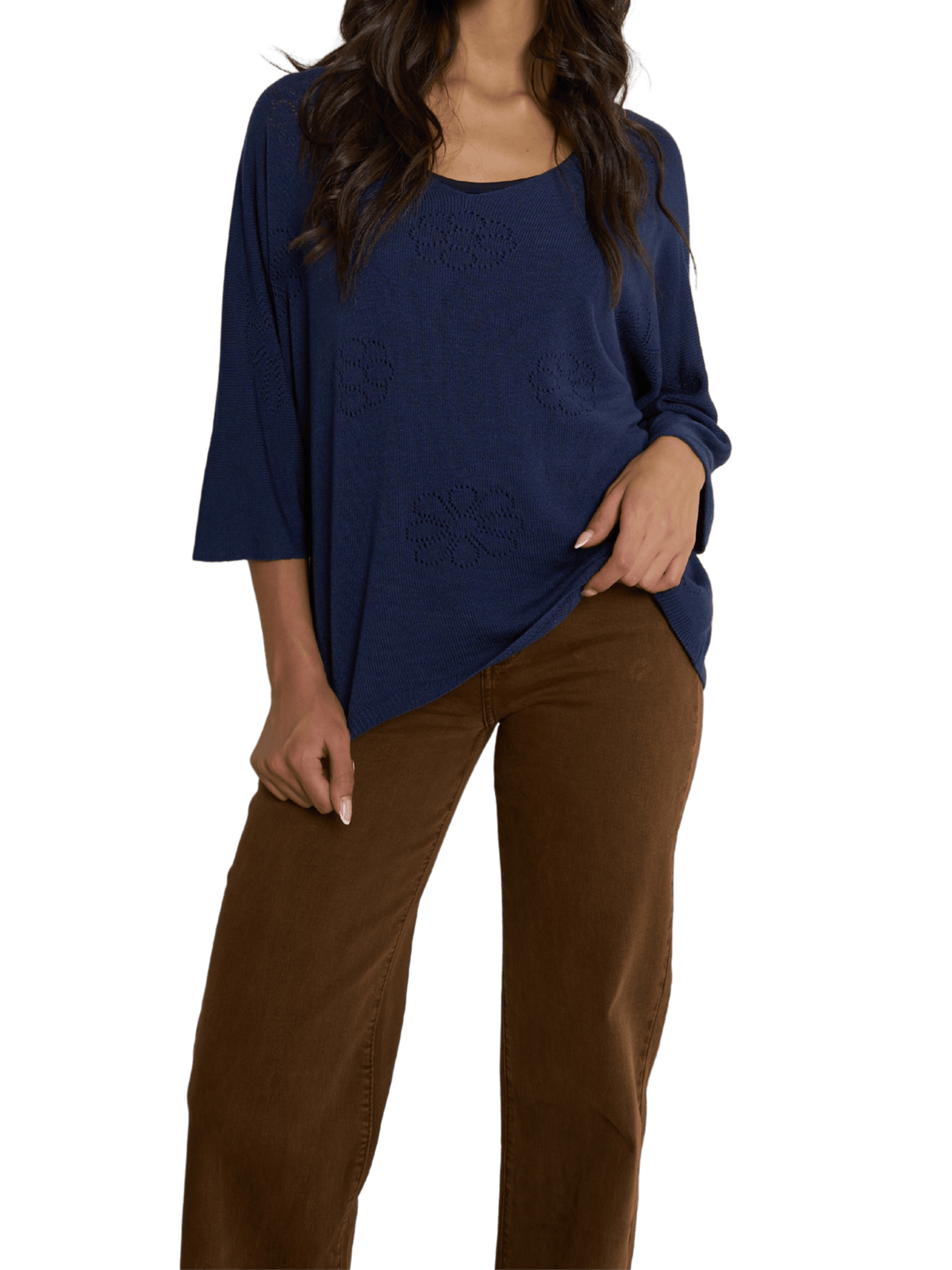 NEW - Chandail navy à motifs floraux