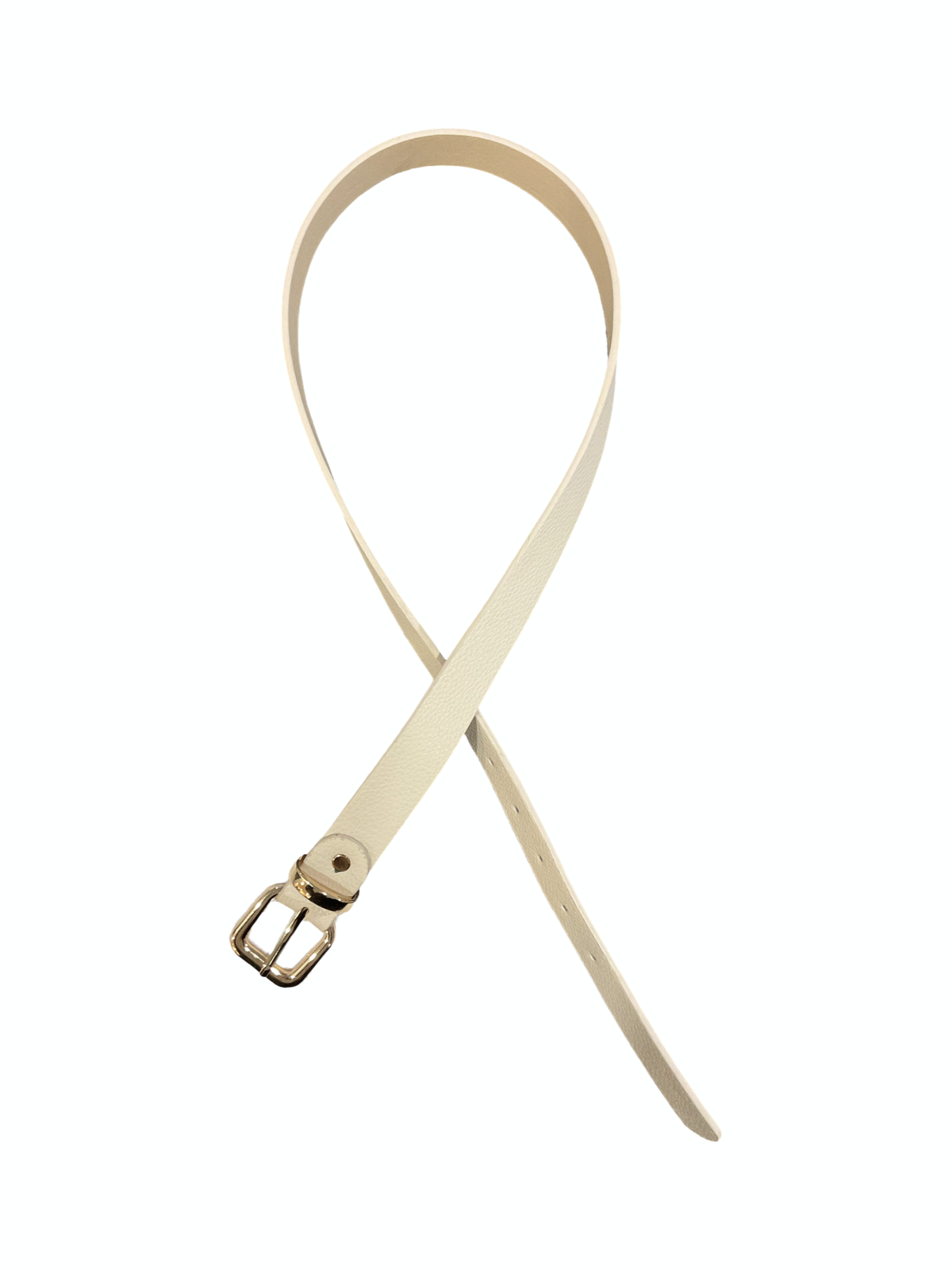 Ceinture beige avec boucle carrée dorée