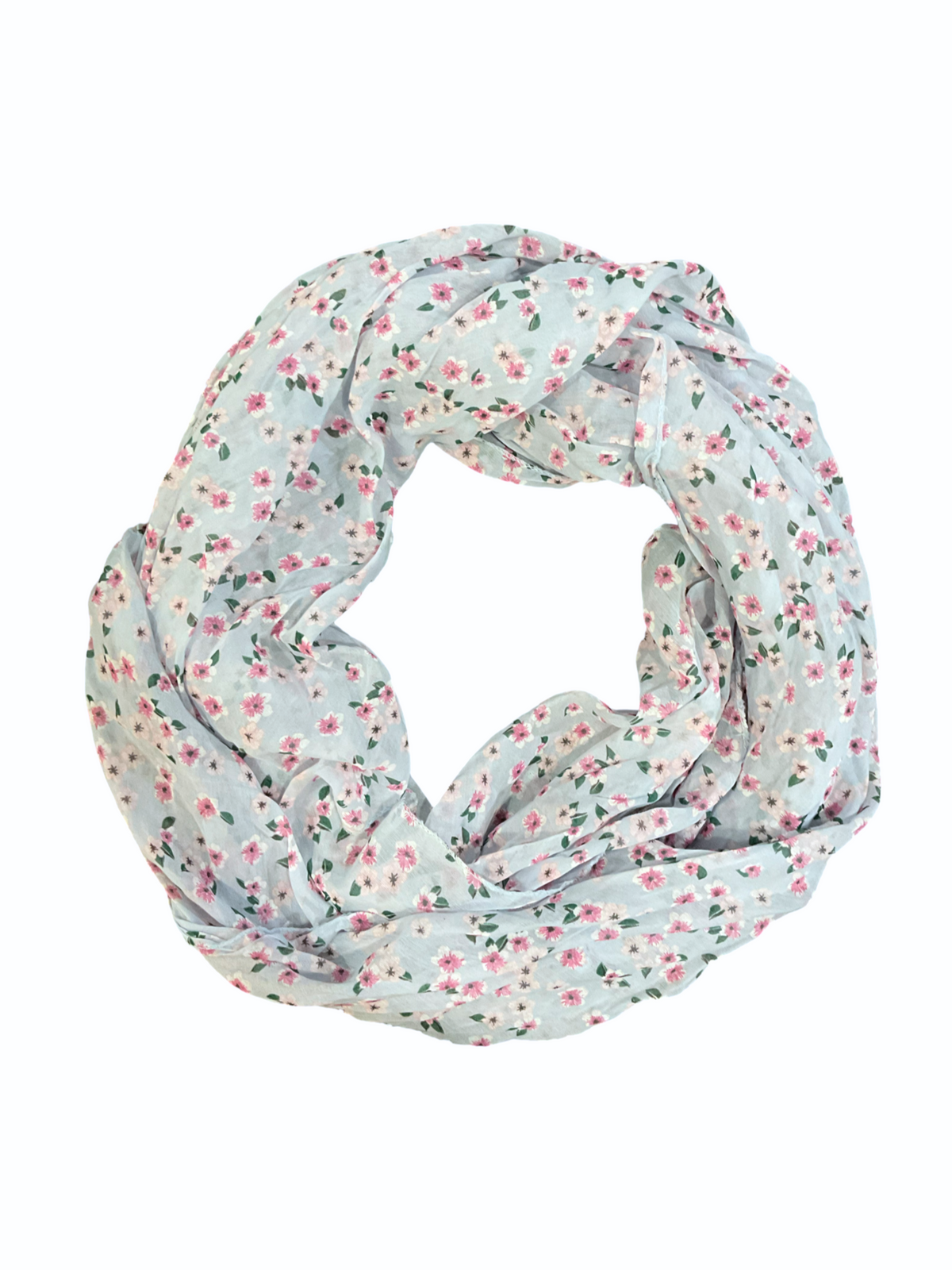 Foulard bleu avec imprimé floral rose