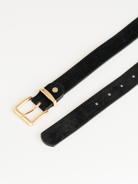NEW - Ceinture noire en suède avec boucle dorée