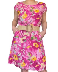 Robe fuchsia fleurs de prairies