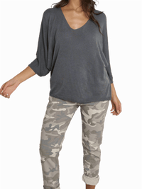 NEW - Chandail gris Charcoal uni à manche 3/4