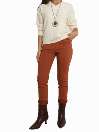 NEW - Pantalon orange brique à taille élastique avec cordon