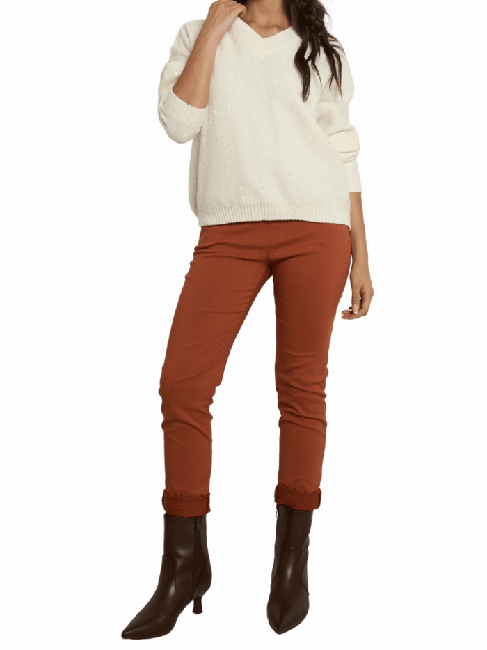 NEW - Pantalon orange brique à taille élastique avec cordon