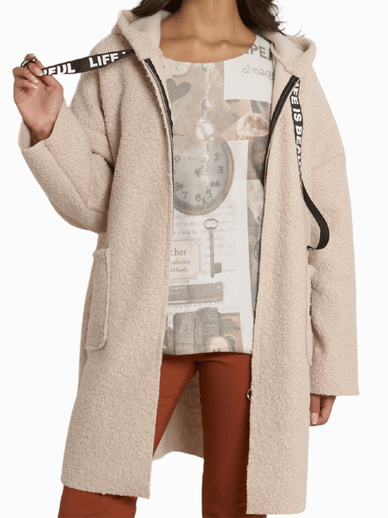 NEW - Chandail beige avec imprimé d'horloge