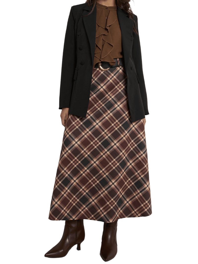 NEW - Blouse marron boutonnée avec volants sur le devant