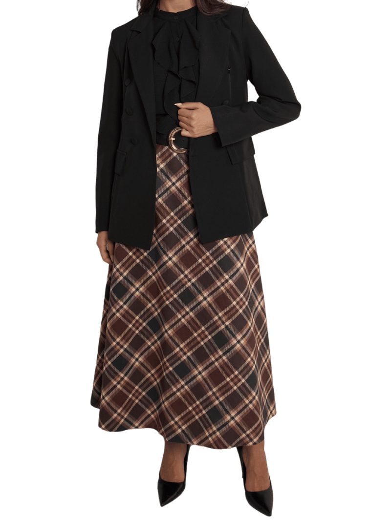 NEW - Blouse noire boutonnée avec volants sur le devant