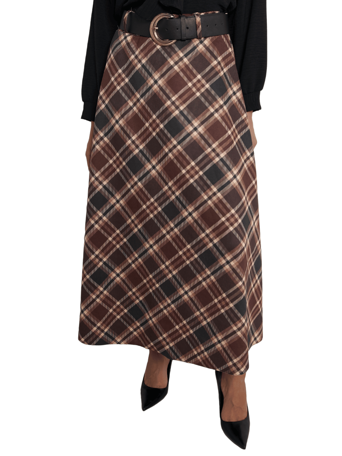 NEW - Jupe longue à carreaux Burberry avec ceinture