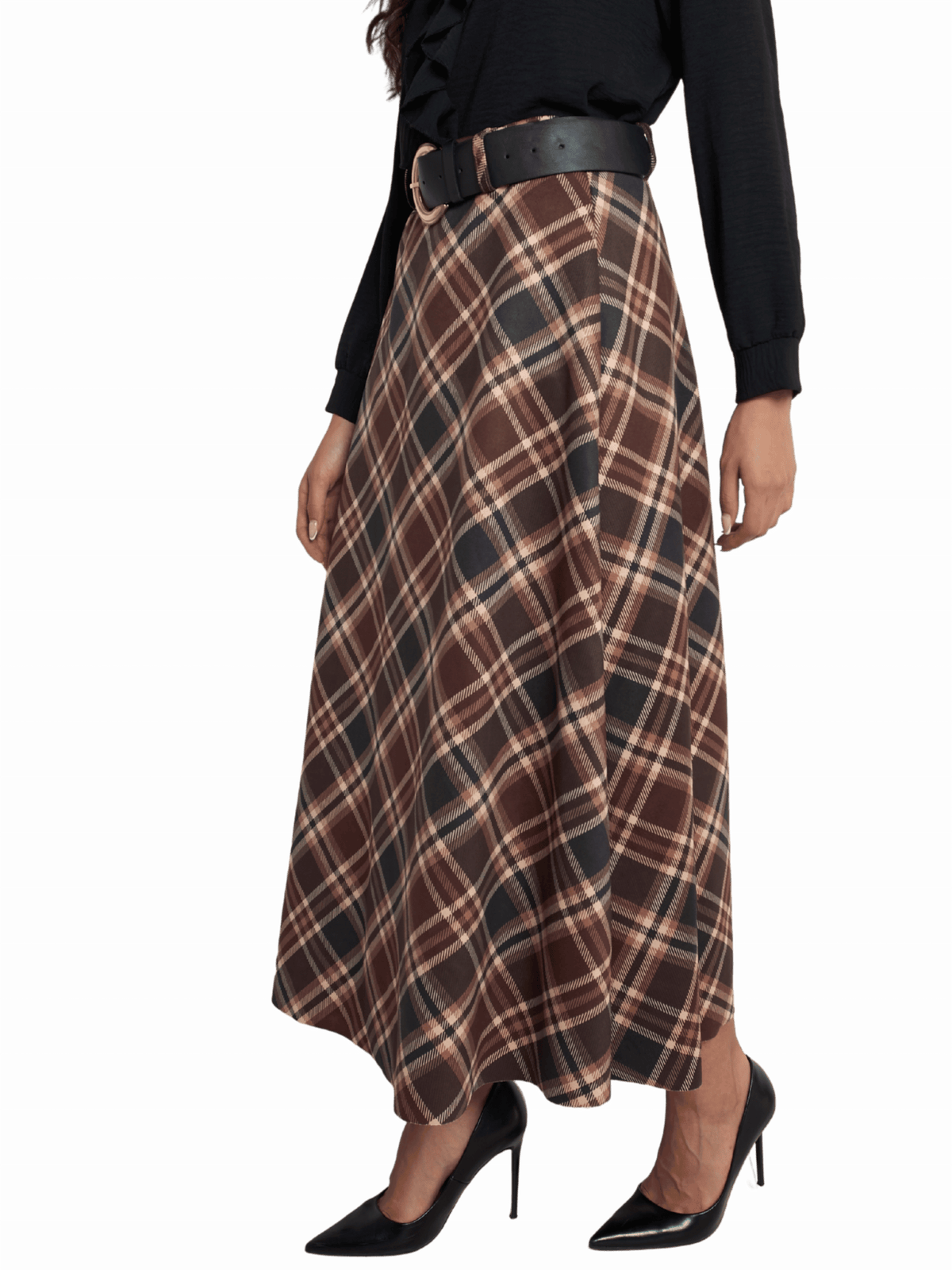 NEW - Jupe longue à carreaux Burberry avec ceinture