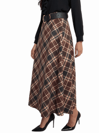 NEW - Jupe longue à carreaux Burberry avec ceinture