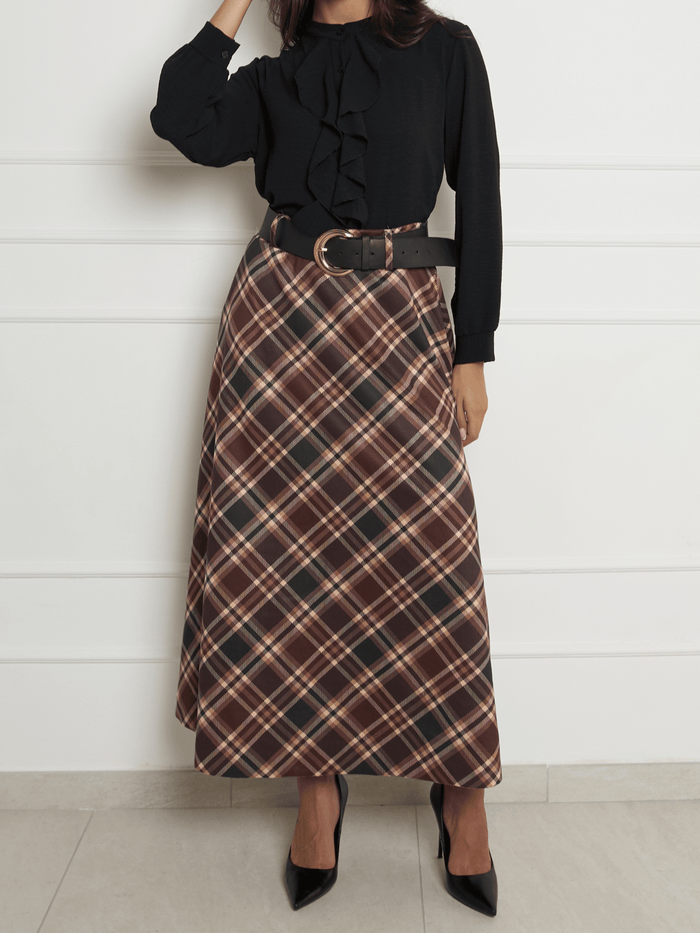 NEW - Jupe longue à carreaux Burberry avec ceinture