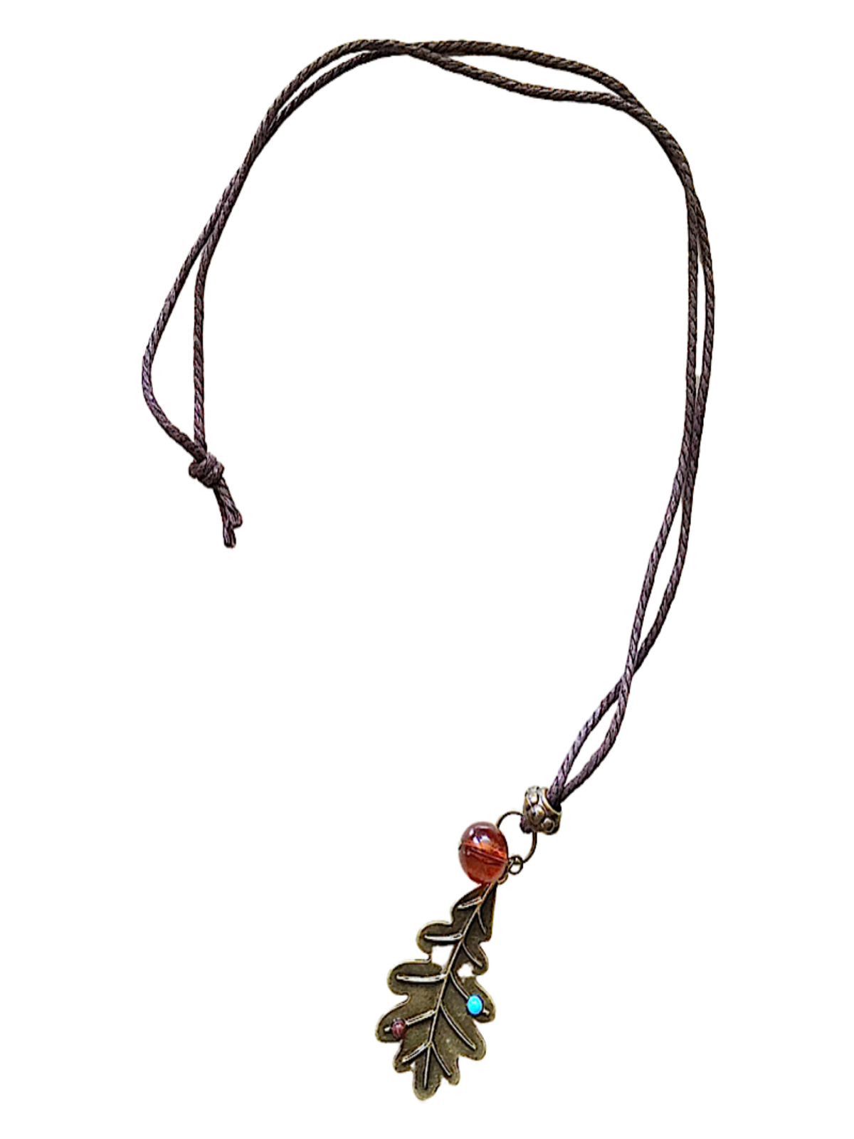 Bijoux | Collier long avec pendentif d'une feuille de bronze