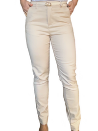 Pantalon beige skinny avec ceinture