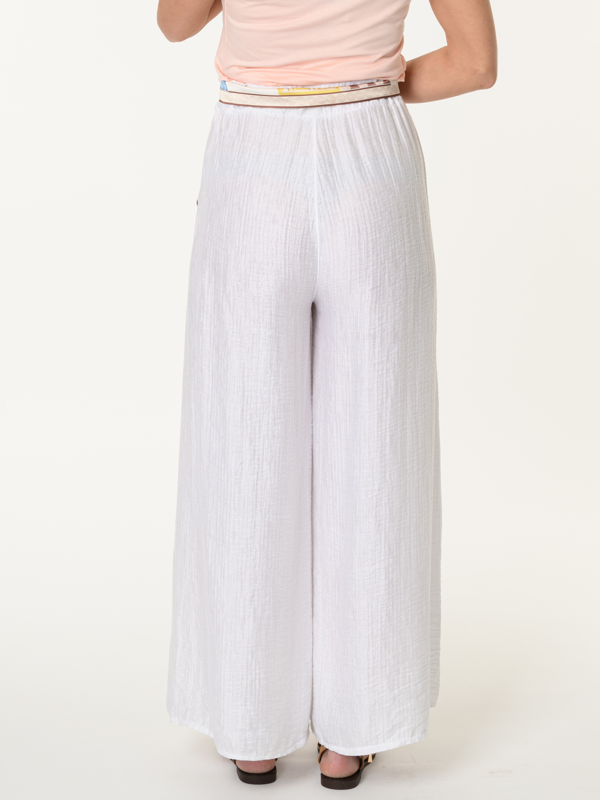 Pantalon palazzo blanc avec ceinture