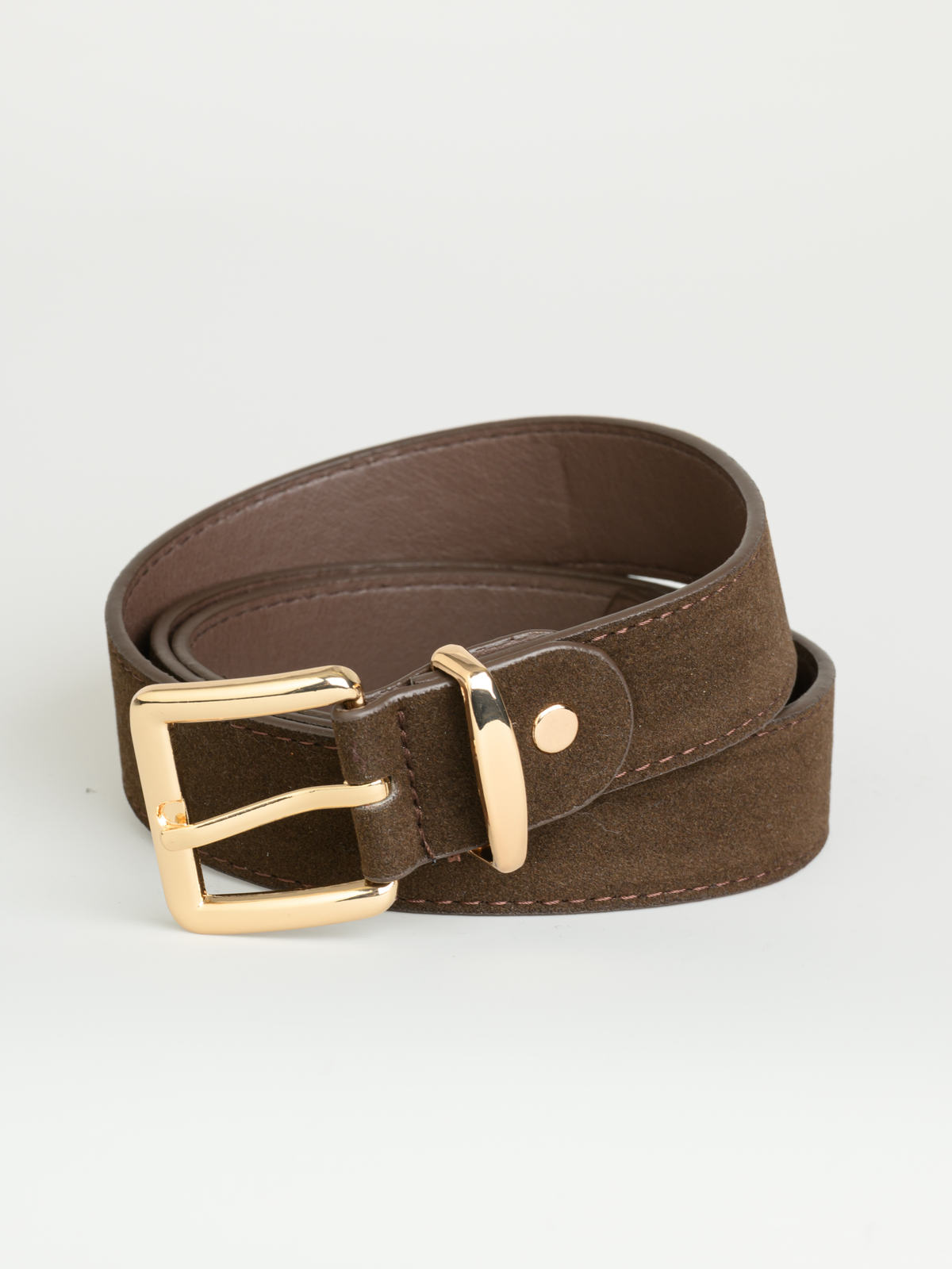 NEW - Ceinture brune en suède avec boucle dorée