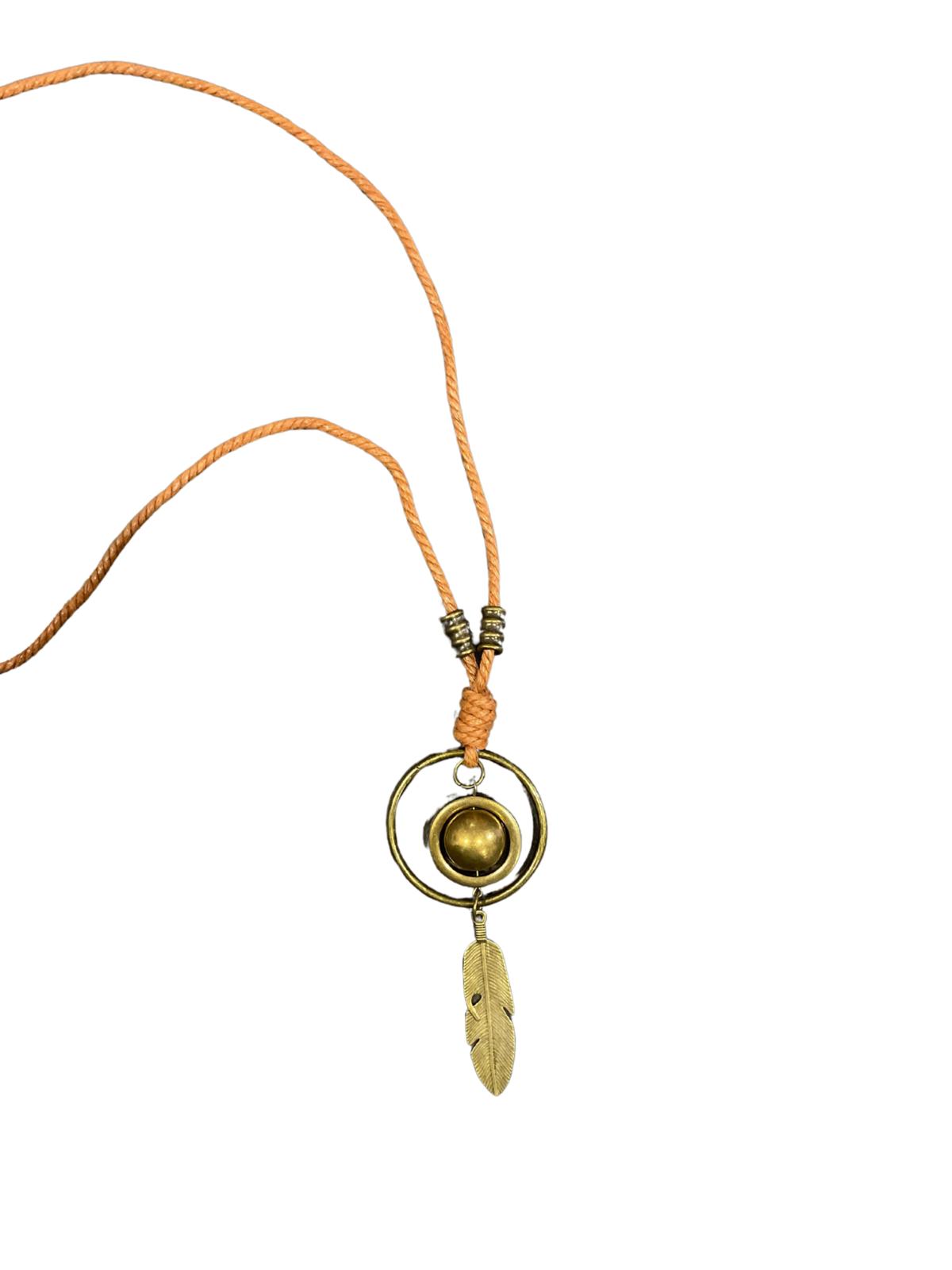 Bijoux | Collier doré avec pendentif de cercles et plume