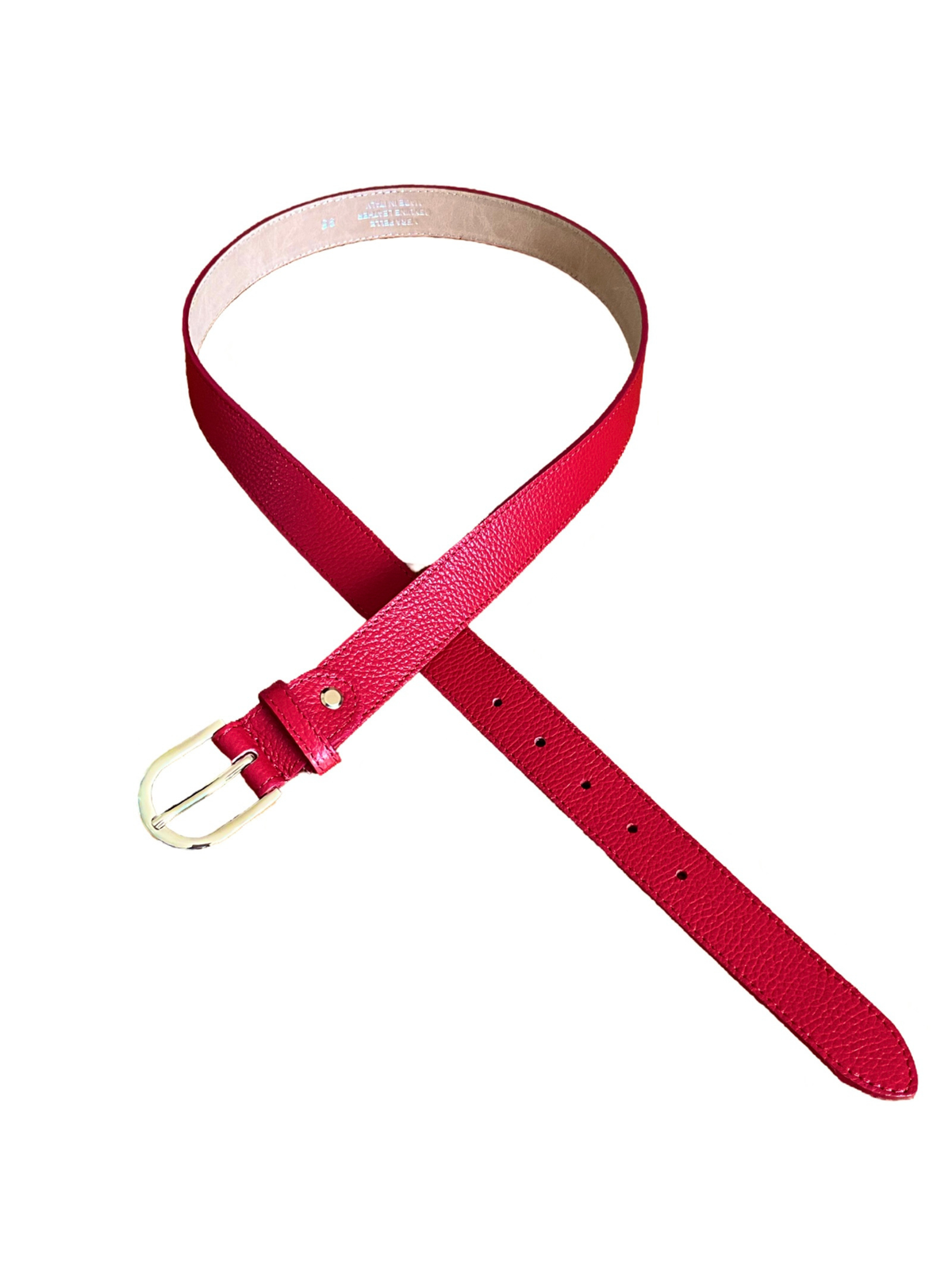 Ceinture en cuir rouge avec boucle dorée