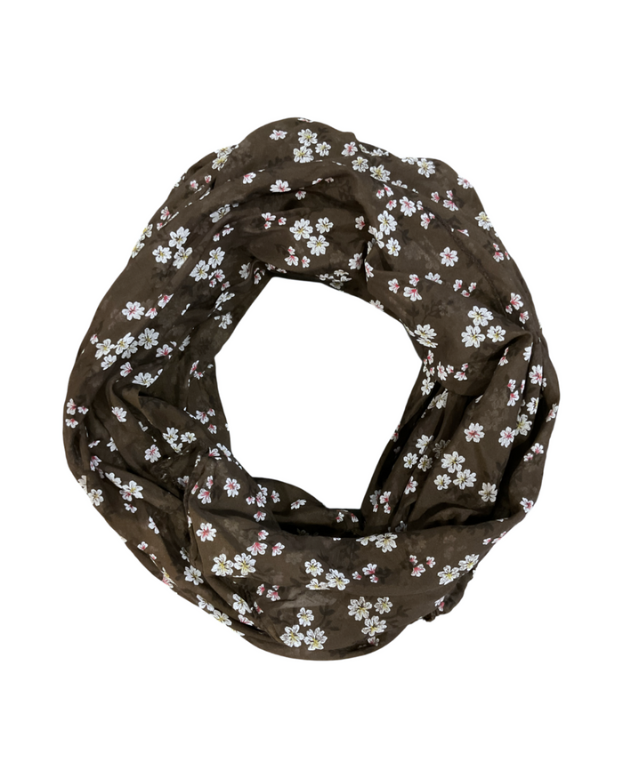 Foulard brun avec imprimé floral pour femme.