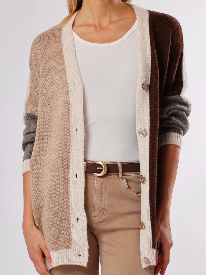 NEW - Veste beige et brun en tricot