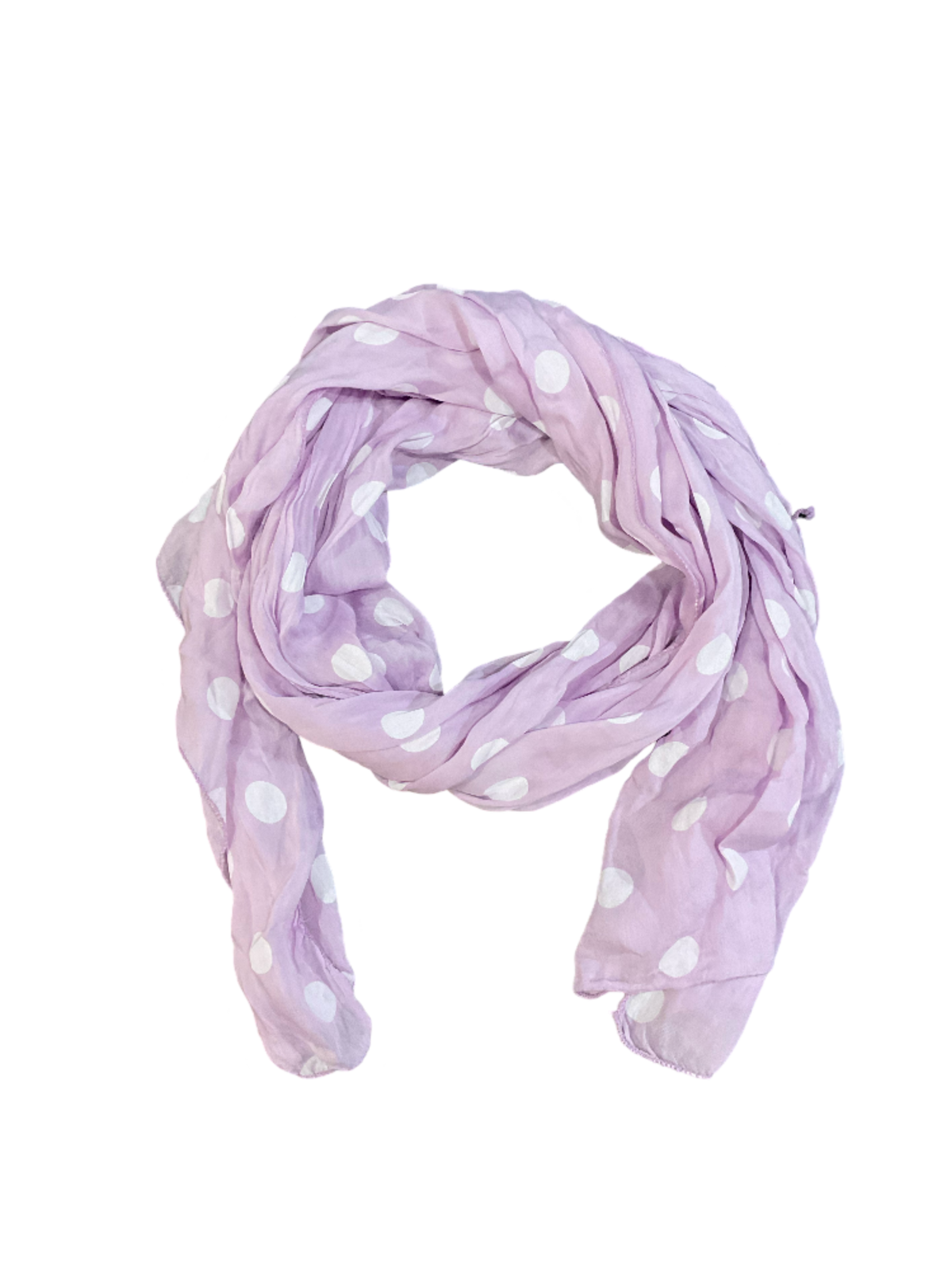 Foulard lilas avec imprimé de pastilles blanches 20% soie