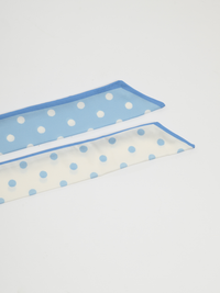Foulard bleu mince en satin à motifs de pois