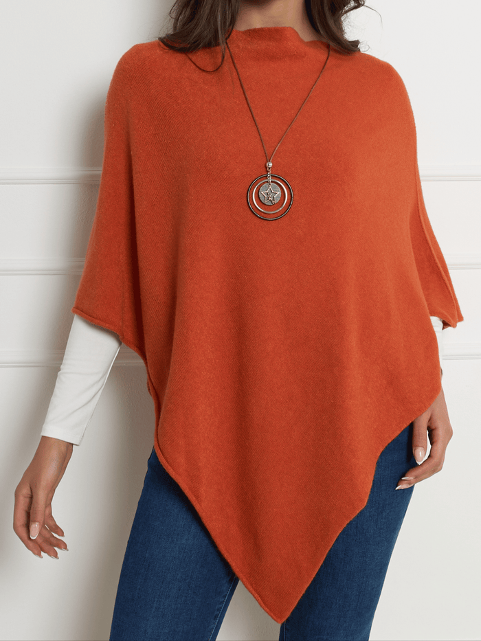 NEW - Poncho orange à col bateau