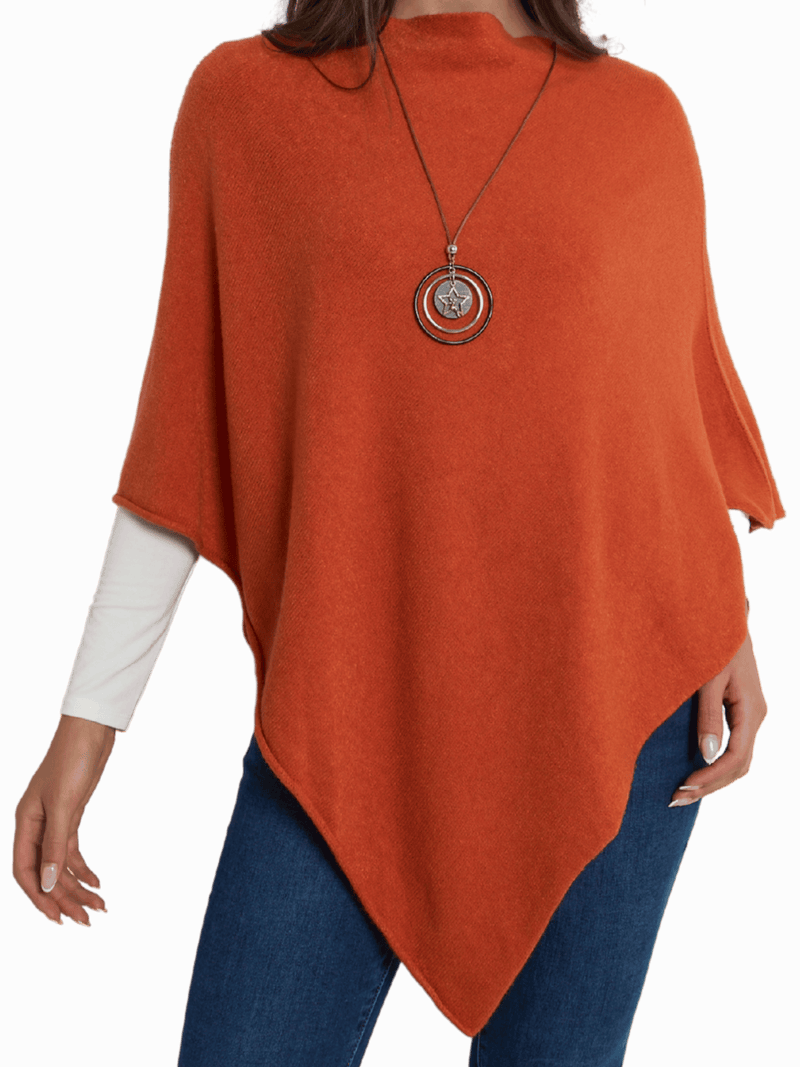 NEW - Poncho orange à col bateau
