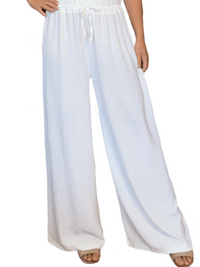 Pantalon palazzo blanc à taille élastique
