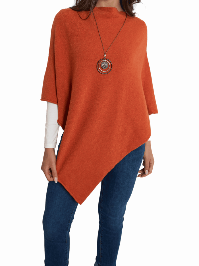 NEW - Poncho orange à col bateau