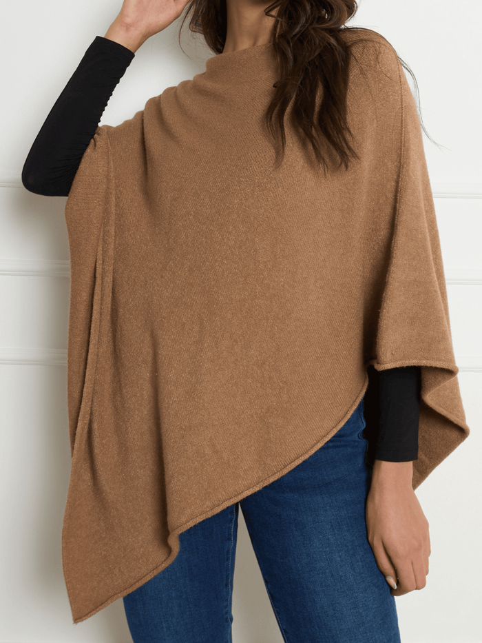 NEW - Poncho camel à col bateau