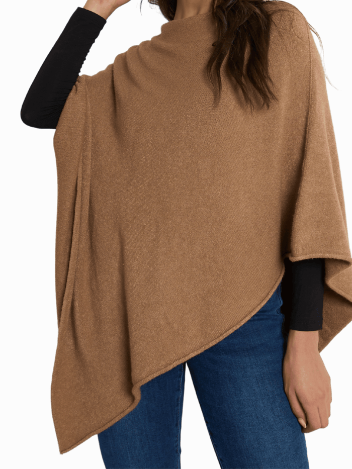 NEW - Poncho camel à col bateau
