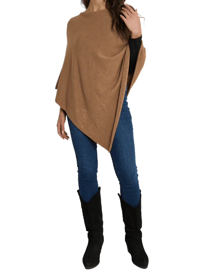 NEW - Poncho camel à col bateau