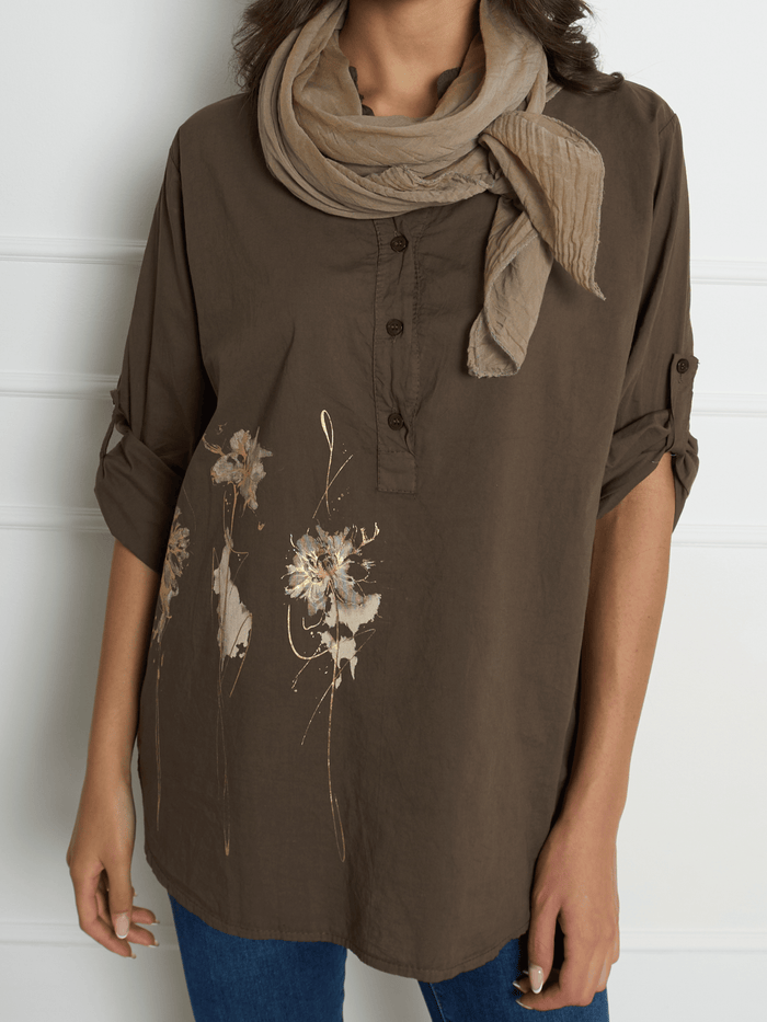 NEW - Blouse brune à manche 3/4
