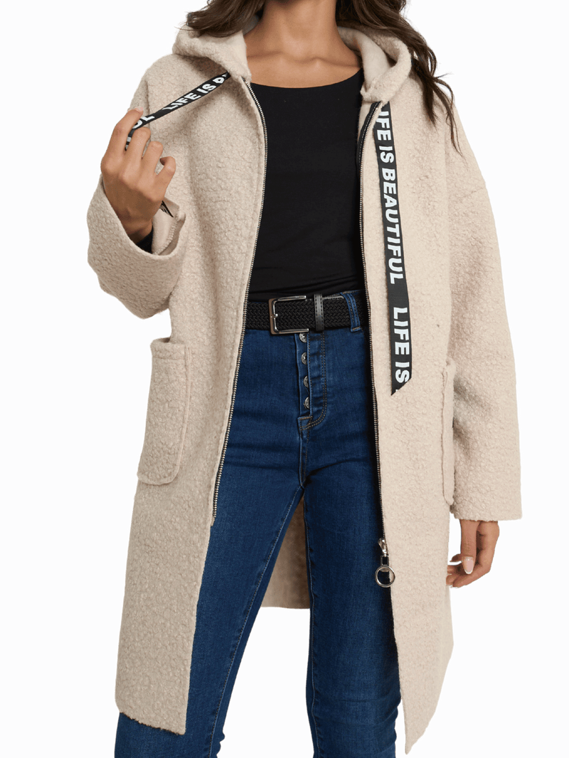 NEW - Manteau beige effet mouton retourné
