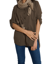 NEW - Blouse brune à manche 3/4