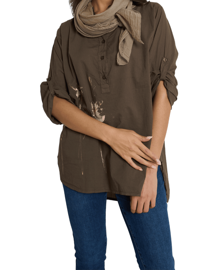 NEW - Blouse brune à manche 3/4