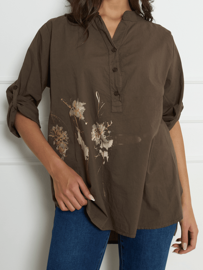 NEW - Blouse brune à manche 3/4