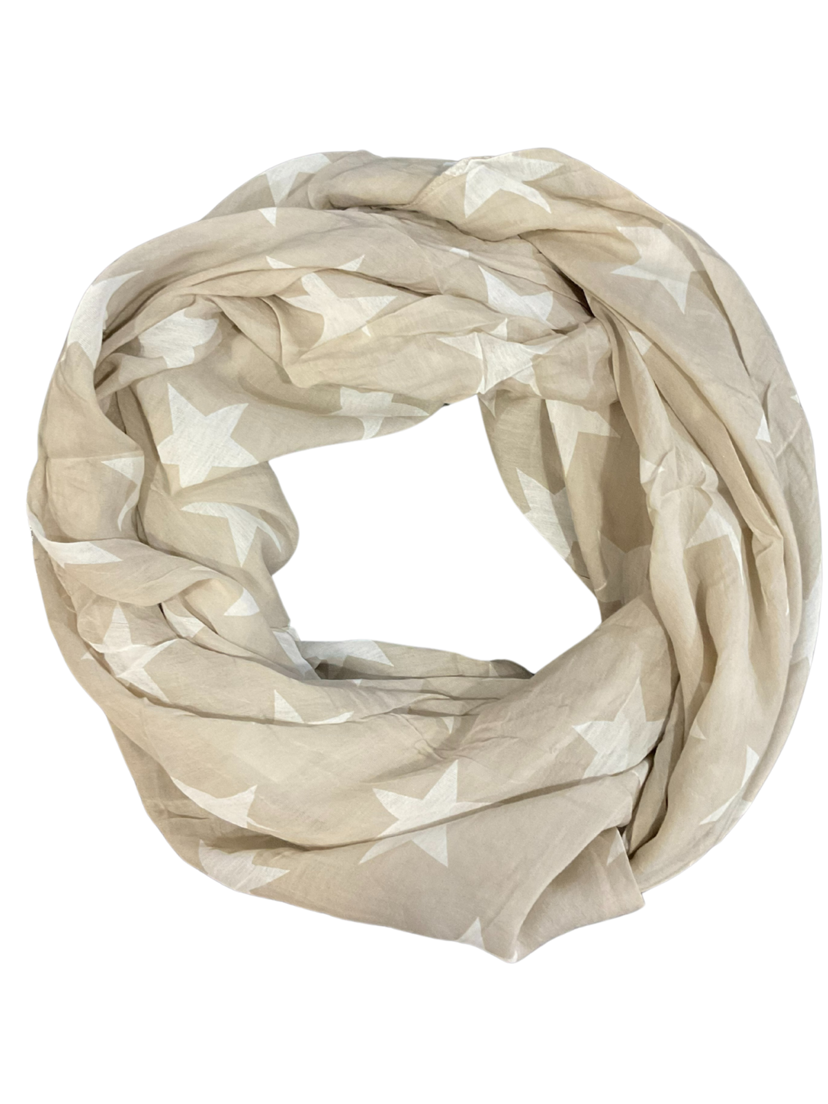 Foulard beige à motifs d'étoiles blancs