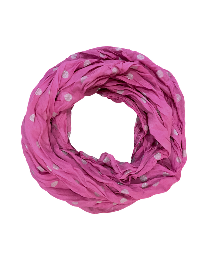 Foulard magenta à motifs de pois brillants pour femme.
