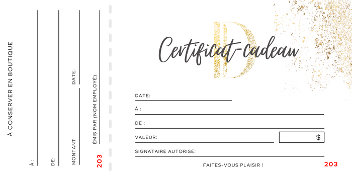 Exclusive Gift Certificate In Stores