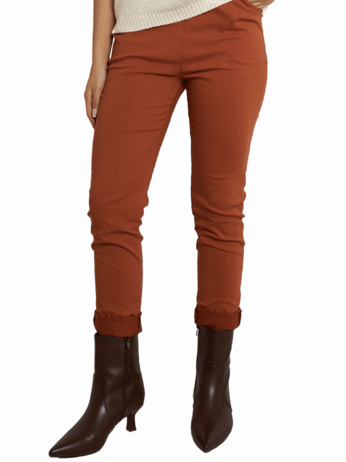 NEW - Pantalon orange brique à taille élastique avec cordon