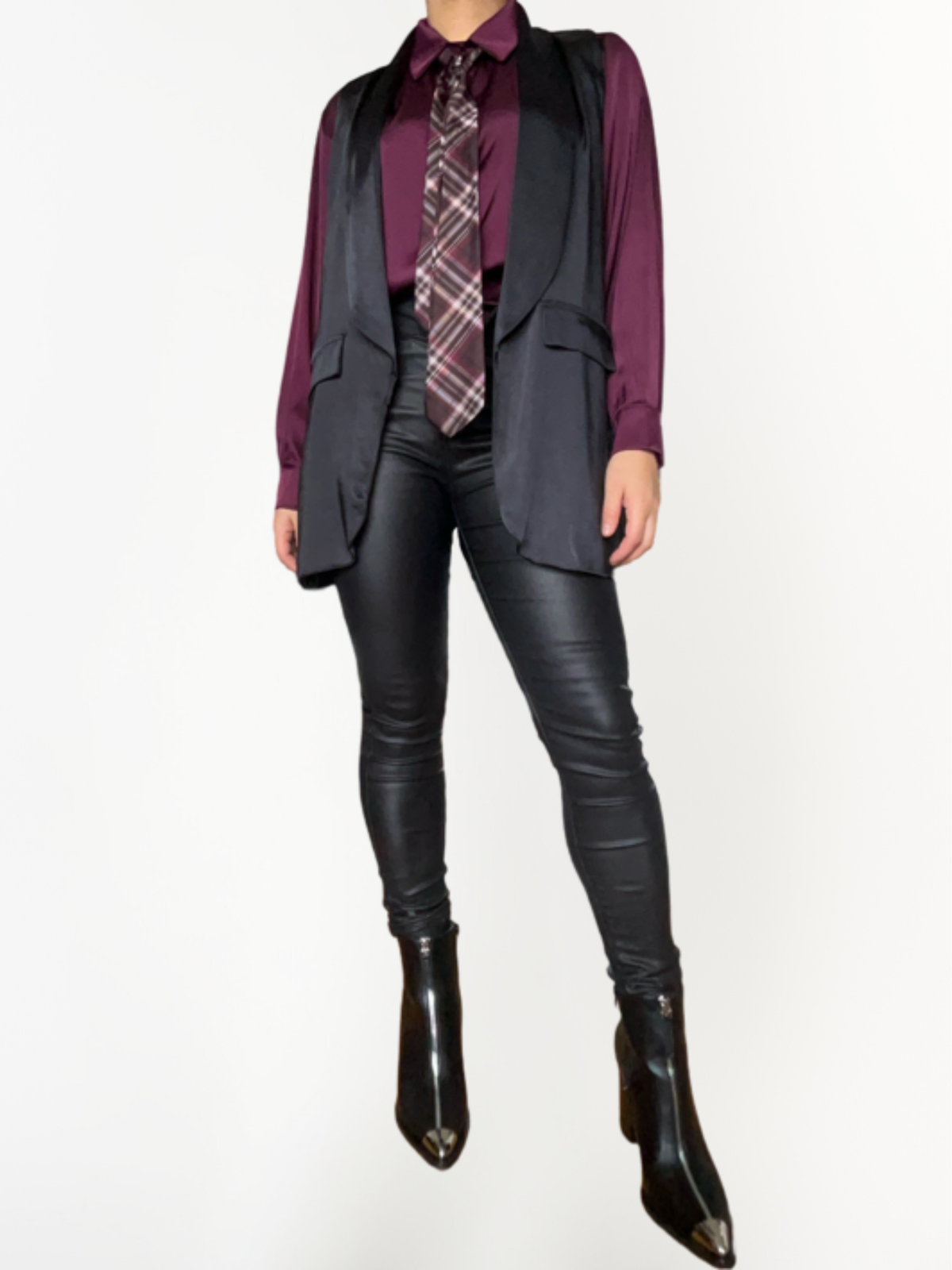 NEW - Chemise bourgogne avec cravate carottée