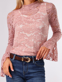 NEW - Chandail rose pâle en dentelle