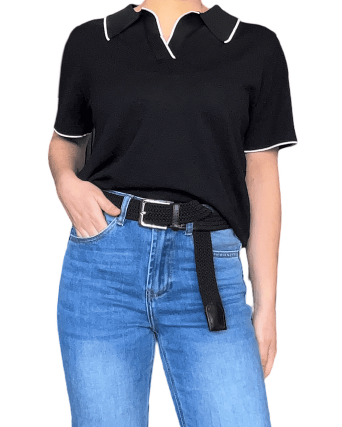 T-shirt noir style polo