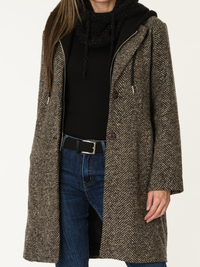 Manteau texturé beige, brun et noir