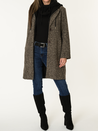 Manteau texturé beige, brun et noir