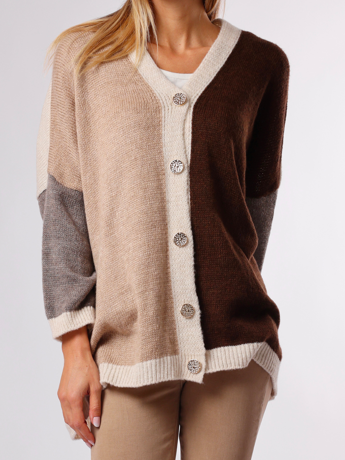 NEW - Veste beige et brun en tricot