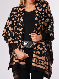 NEW - Veste noire à motifs de léopard camel