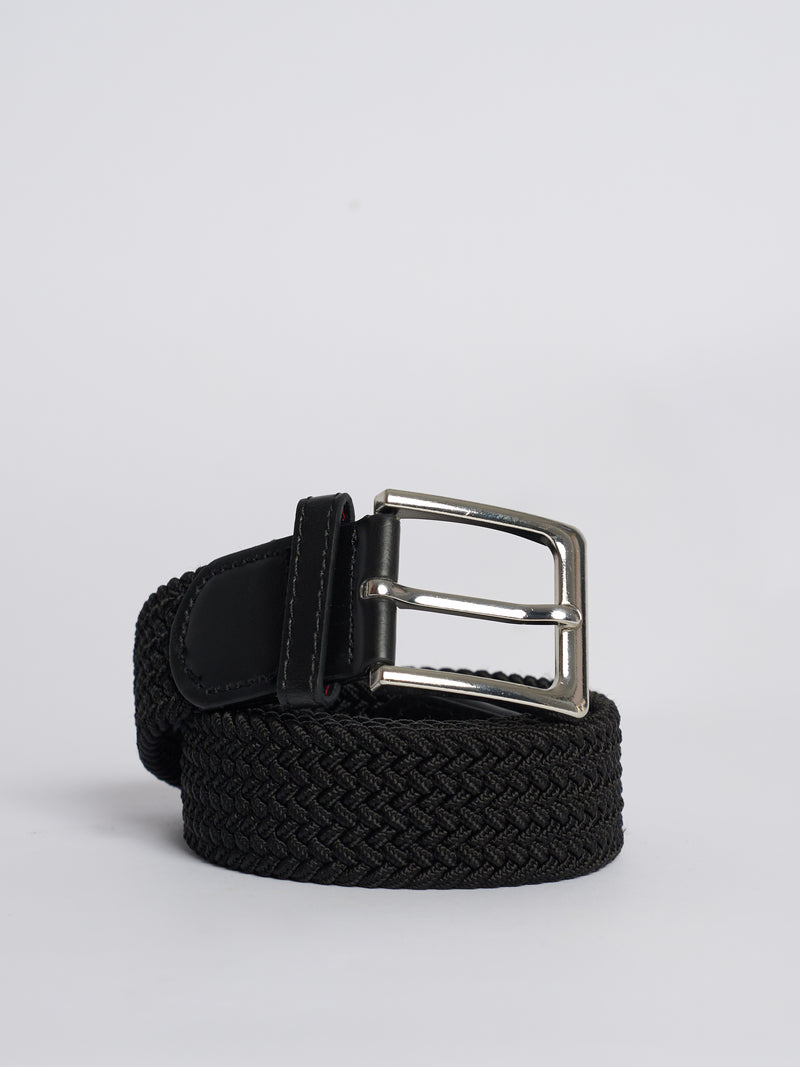 NEW - Ceinture noire élastique avec boucle argentée étroite
